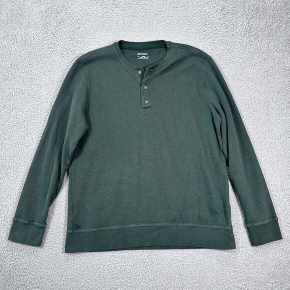 UNTUCKit Henley Sweatshirt Thick USA Men's Large Green Heavyweight Long Sleeves - Picture 16 of 16
